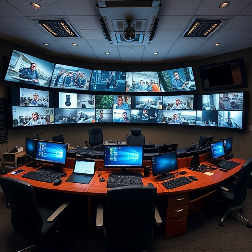 home monitoring control room with multiple screens