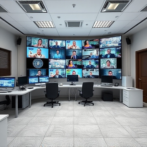 home monitoring control room with multiple screens