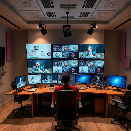 home monitoring control room with multiple screens