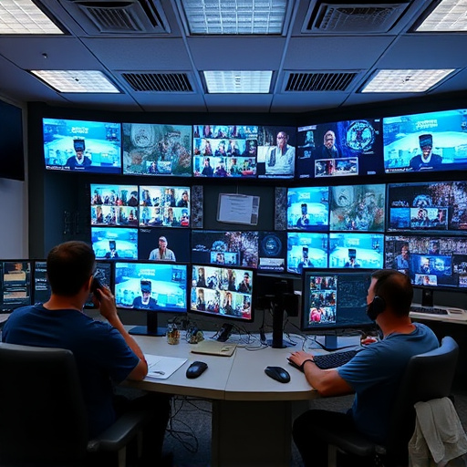 home monitoring control room with multiple screens