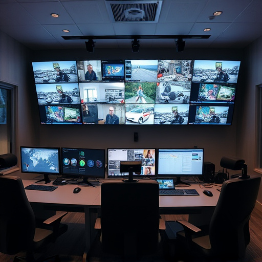 home monitoring control room with multiple screens