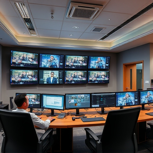 home monitoring control room with multiple screens