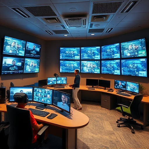 home monitoring control room with multiple screens