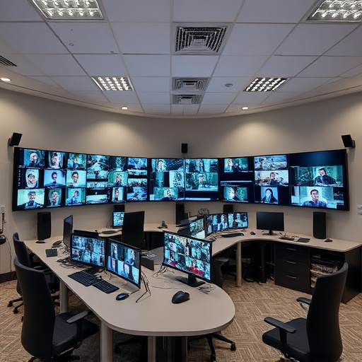 home monitoring control room with multiple screens