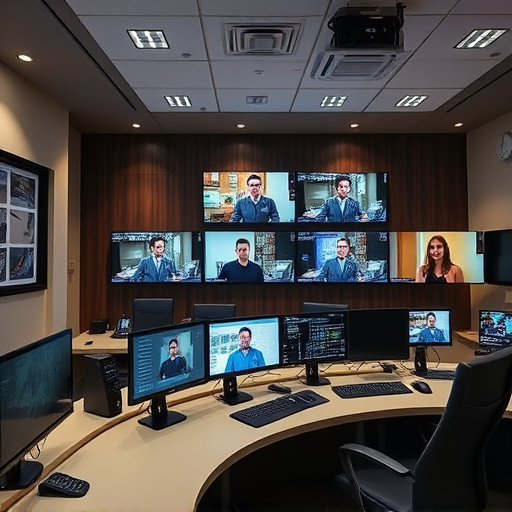 home monitoring control room with multiple screens