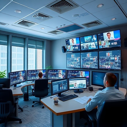 home monitoring control room with multiple screens
