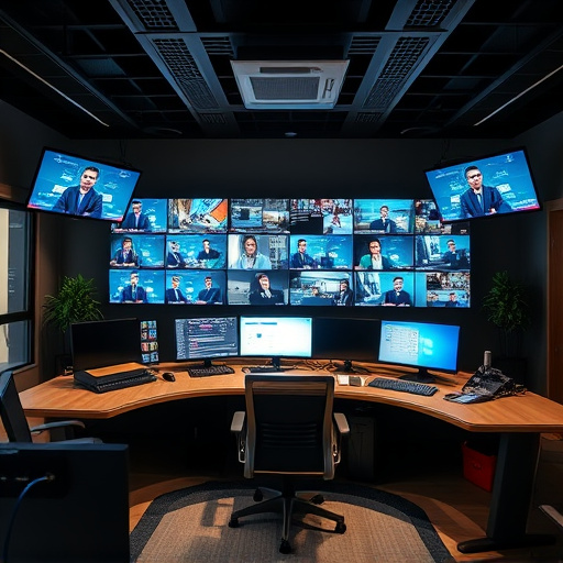 home monitoring control room with multiple screens