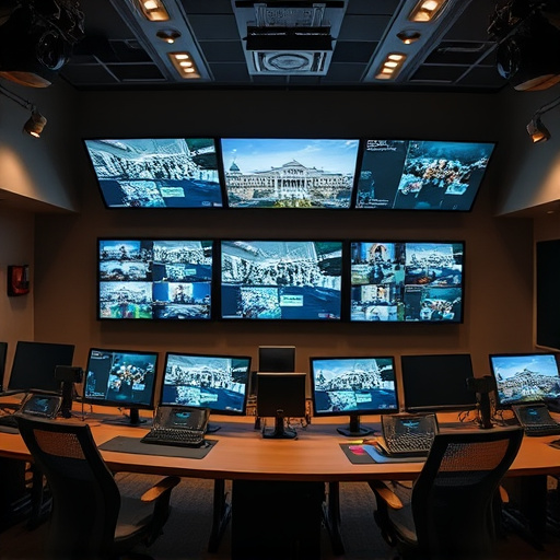 home monitoring control room with multiple screens