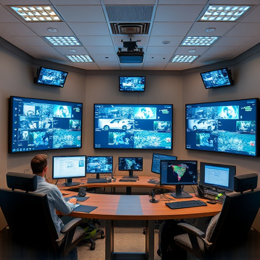 home monitoring control room with multiple screens