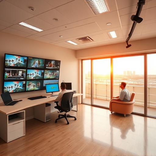 home monitoring control room with multiple screens