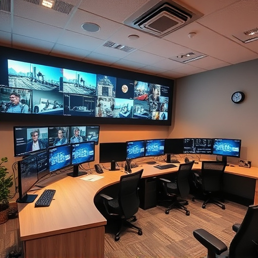 home monitoring control room with multiple screens