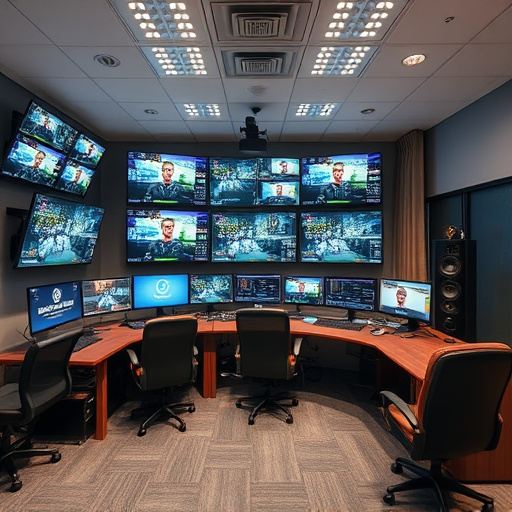 home monitoring control room with multiple screens