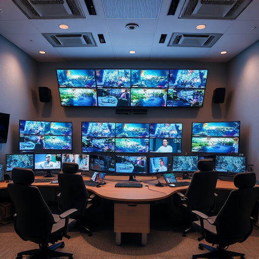 home monitoring control room with multiple screens