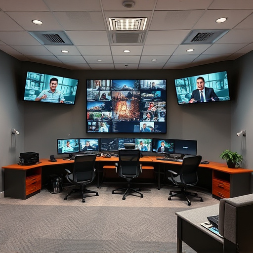 home monitoring control room with multiple screens