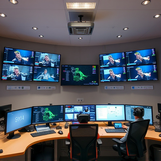 home monitoring control room with multiple screens
