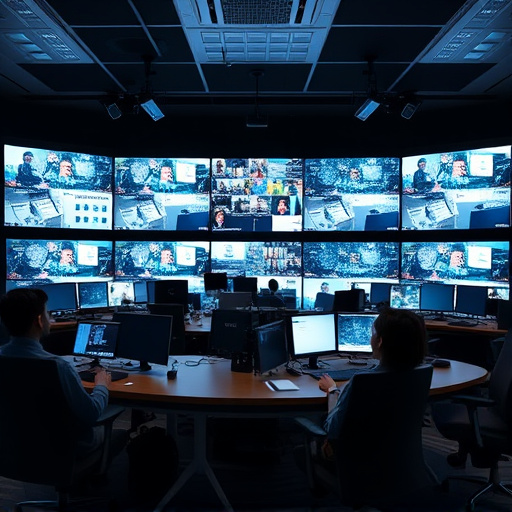 home monitoring control room with multiple screens