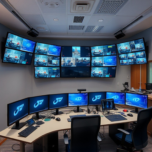 home monitoring control room with multiple screens