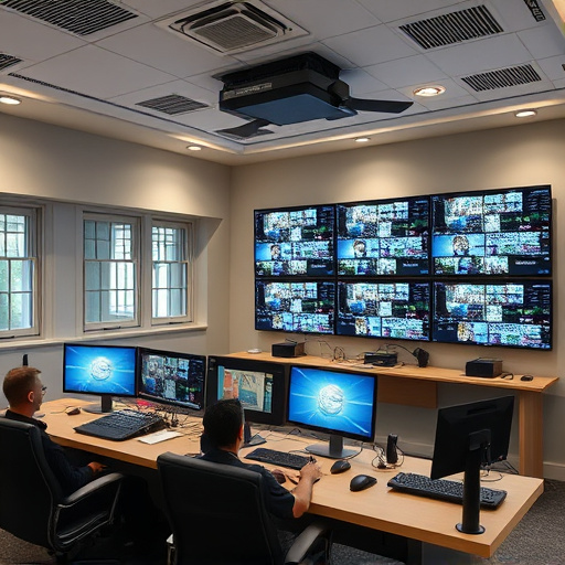 home monitoring control room with multiple screens