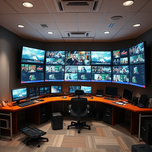home monitoring control room with multiple screens