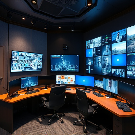 home monitoring control room with multiple screens