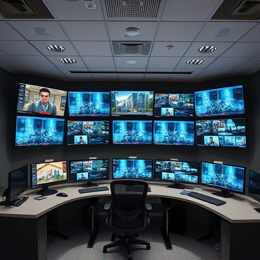 home monitoring control room with multiple screens