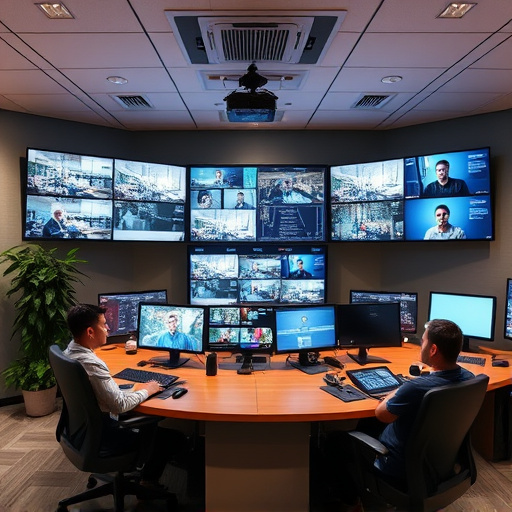 home monitoring control room with multiple screens