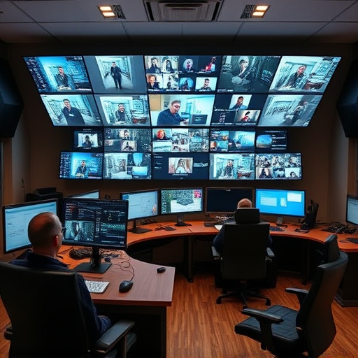 home monitoring control room with multiple screens