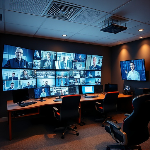 home monitoring control room with multiple screens
