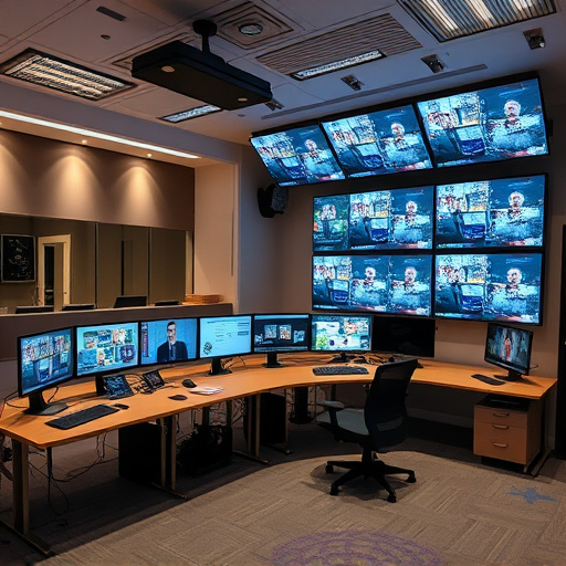 home monitoring control room with multiple screens