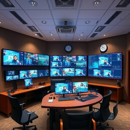 home monitoring control room with multiple screens