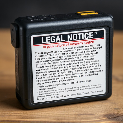 legal notice on taser product packaging