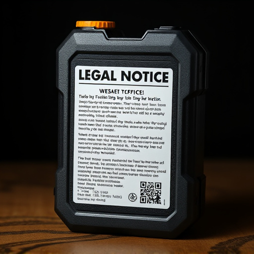 legal notice on taser product packaging