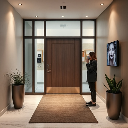 modern entryway with facial recognition access