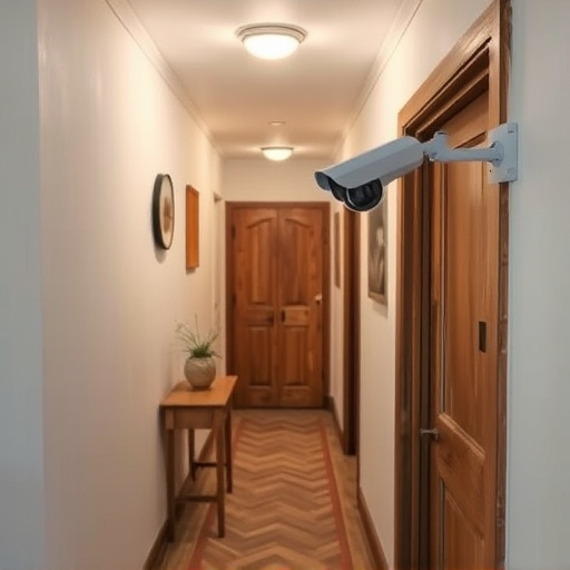 security camera in budget guesthouse hallway