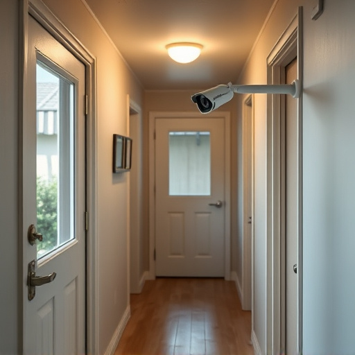 security camera in budget guesthouse hallway