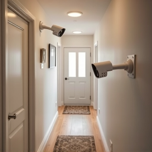 security camera in budget guesthouse hallway