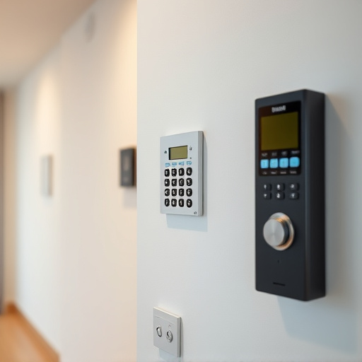 security keypad on modern apartment wall