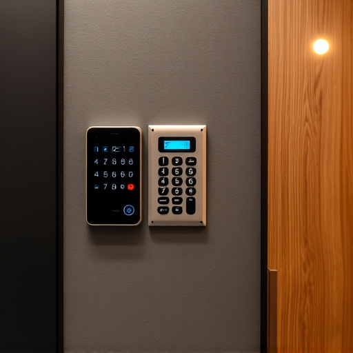 security keypad on modern apartment wall
