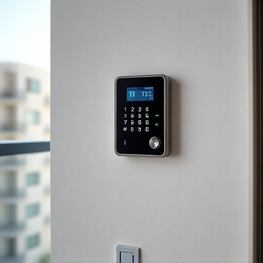 security keypad on modern apartment wall