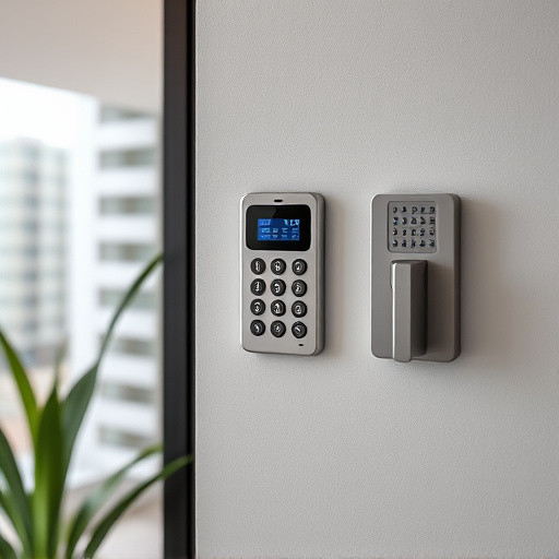 security keypad on modern apartment wall