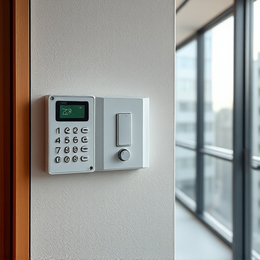 security keypad on modern apartment wall