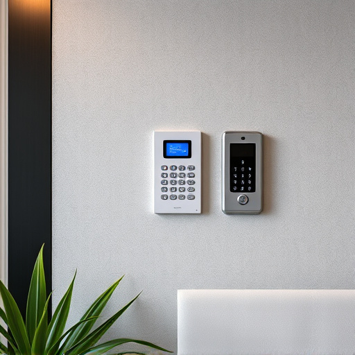 security keypad on modern apartment wall
