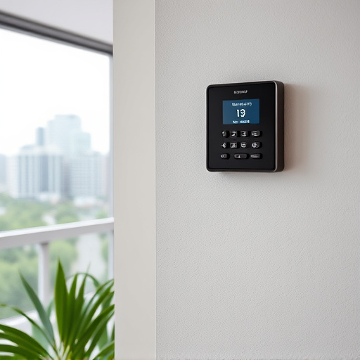 security keypad on modern apartment wall
