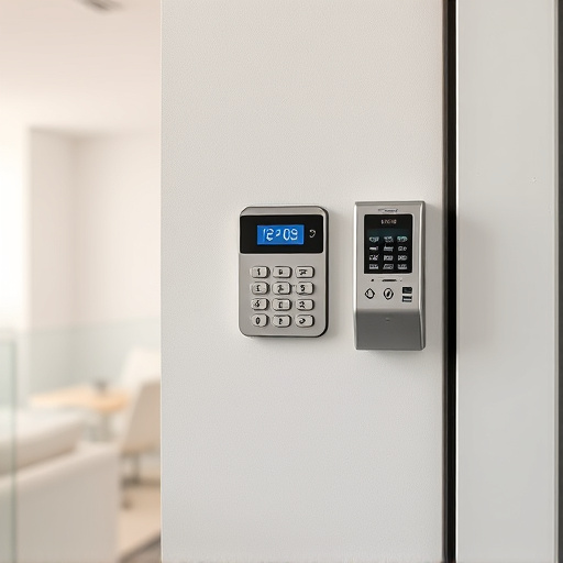security keypad on modern apartment wall