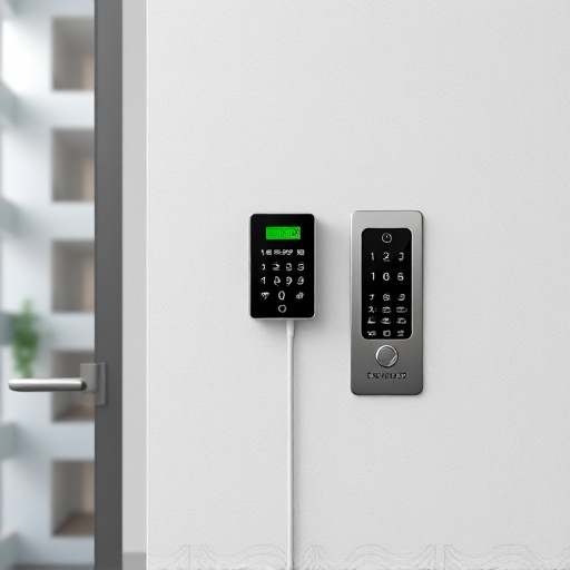 security keypad on modern apartment wall