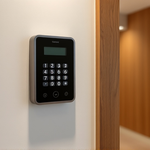 security keypad on modern apartment wall