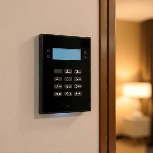 security keypad on modern apartment wall