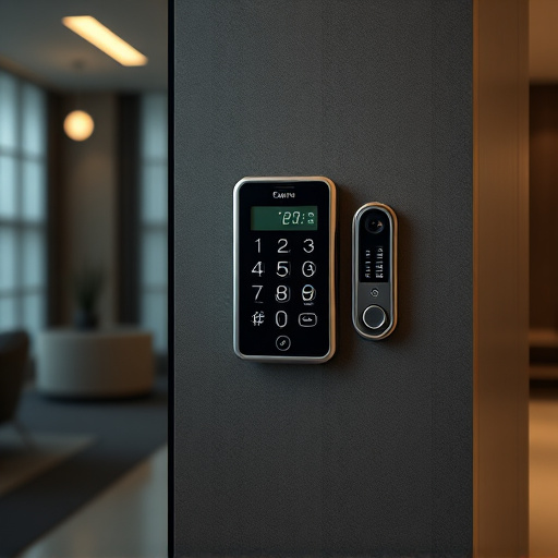 security keypad on modern apartment wall