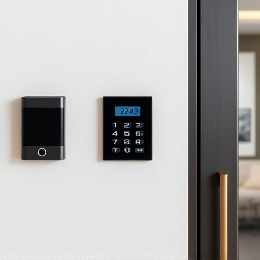 security keypad on modern apartment wall