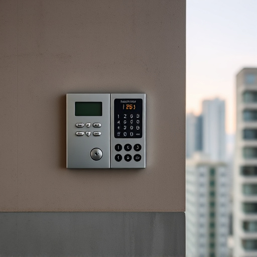 security keypad on modern apartment wall